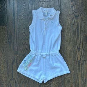 Ralph Lauren Embroidered Pique Polo Romper